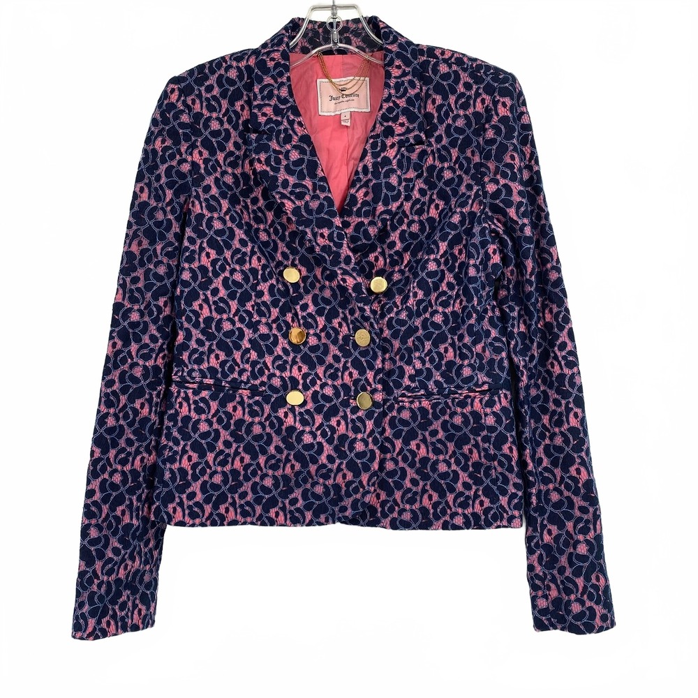 Juicy Couture Blue Pink Lace Blazer Jacket | Regular 4